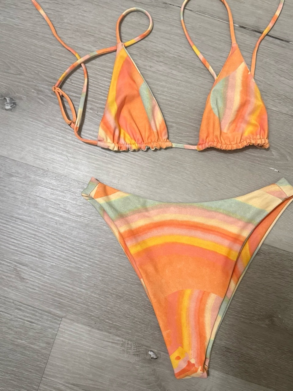 Skatie Orange Multi-Color Triangle Bikini